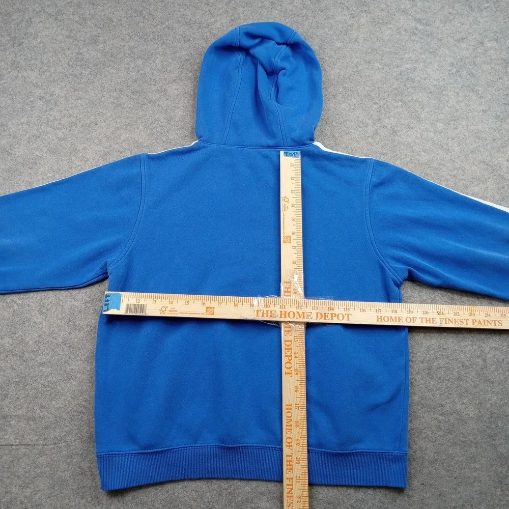 Adidas Hoodie Youth Medium Blue Pullover Sweatshirt 3 Stripes‎ Logo Soccer